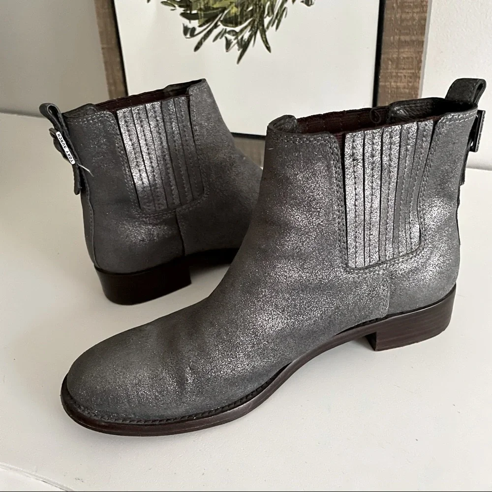Tory Burch Wade Metallic Ankle Boots  Size 8